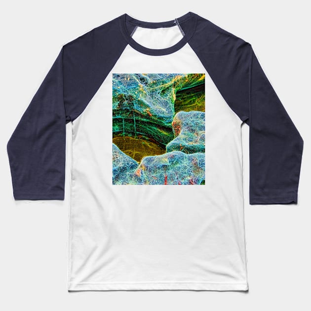 Abstract vibrant rocks and rock pool Baseball T-Shirt by hereswendy